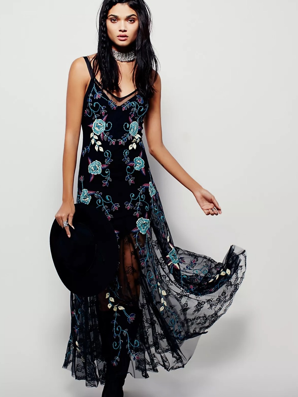 NWOT Free People Embroidered Boquet Maxi Slip - Picture 4 of 13